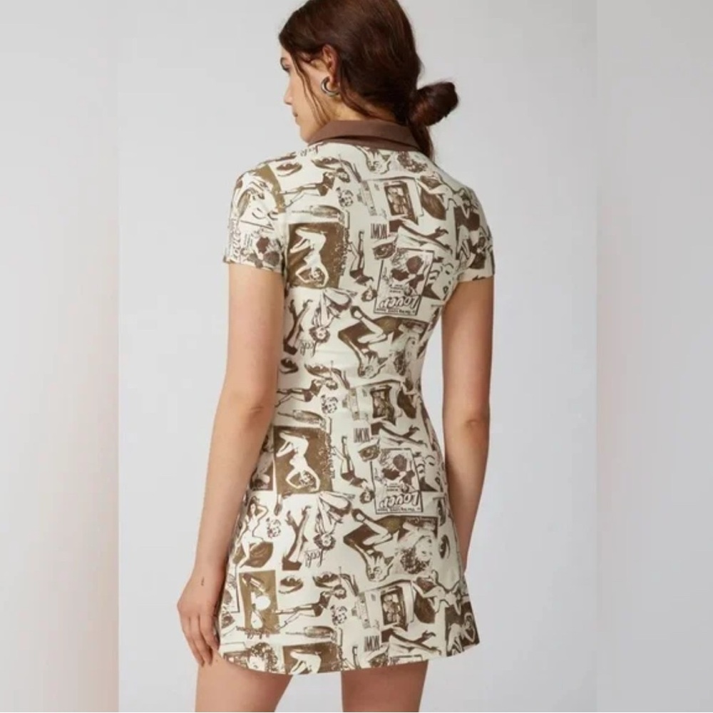 Urban Outfitters Brown & White Pin Up Girl Polo Dress SM